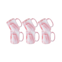 Zestaw 6 ceramicznych kubków 450 ml do nadruku - różowy marmur