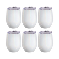 Zestaw 6 kubków do grzanego wina 360 ml do nadruku - biały opalizujący